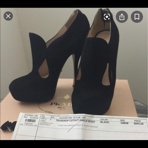 Gently worn Prada Black tear drop cut out bootie - Picture 3 of 9